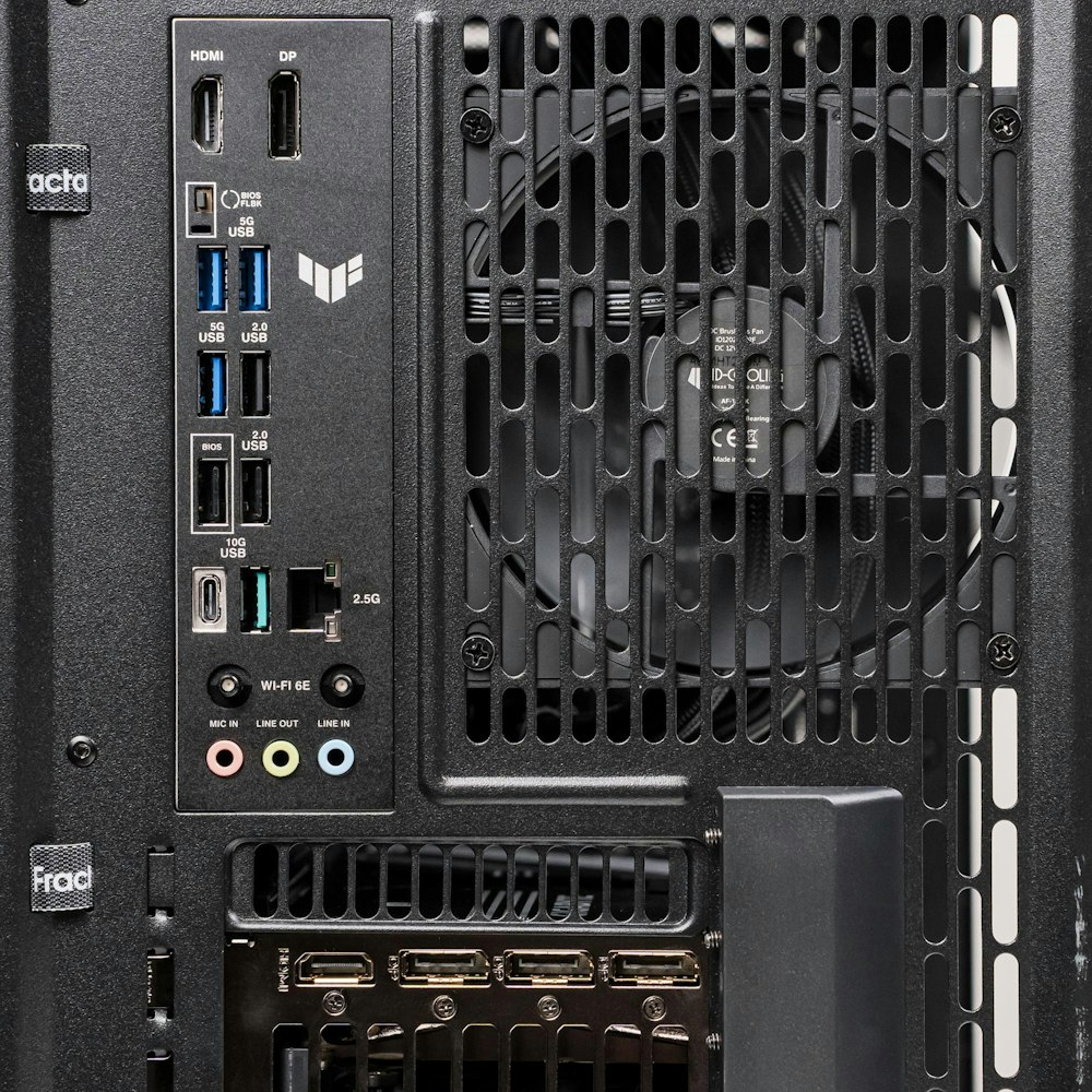 A large main feature product image of PLE Blackout RTX 5080 Prebuilt Ready to go Gaming PC