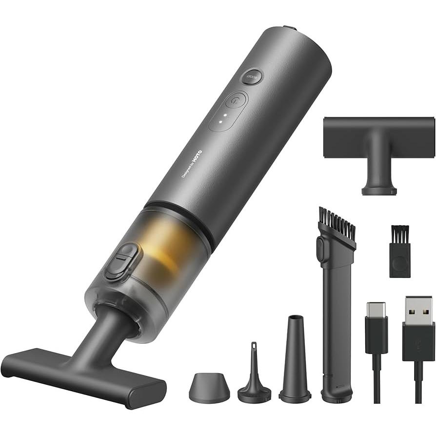 A large main feature product image of HOTO AutoCare Air Duster & Vacuum with 5 Accessory Kit