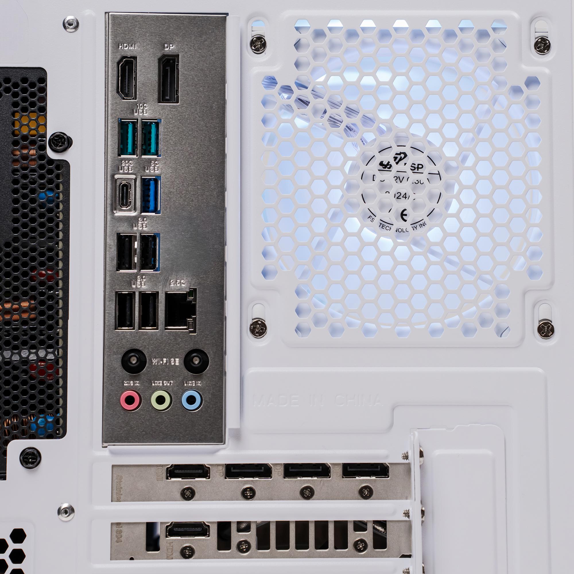 A large main feature product image of PLE Blizzard RTX 5070 Ti Prebuilt Ready To Go Gaming PC