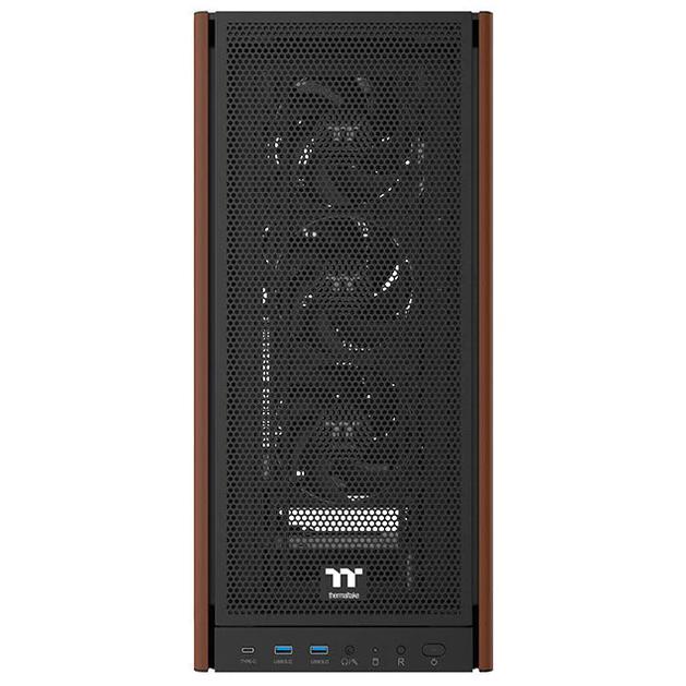 A large main feature product image of Thermaltake S370 WS Mesh Mid Tower Case Wood Edition - Black