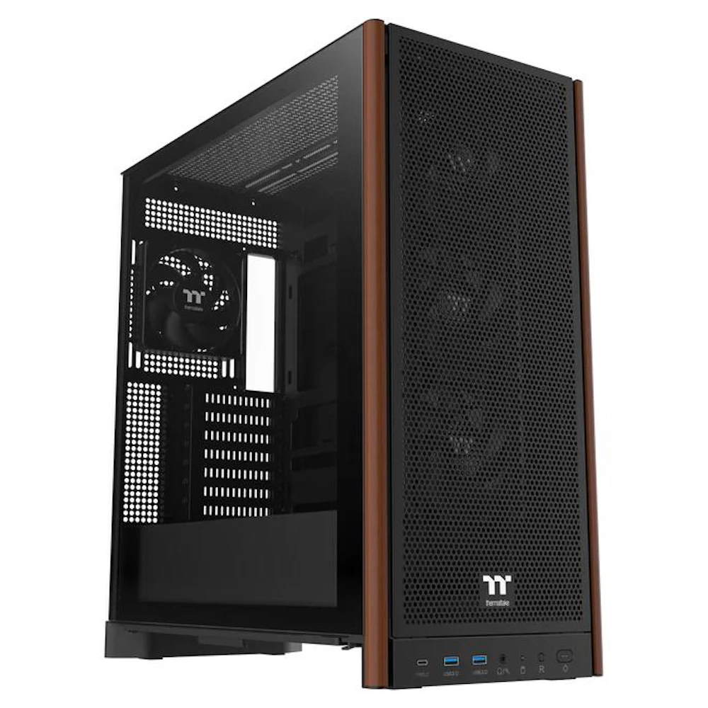 Thermaltake S370 WS Mesh Mid Tower Case Wood Edition - Black