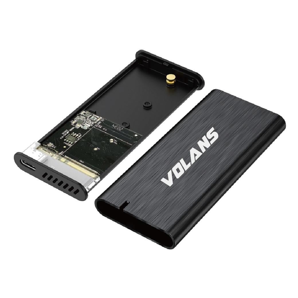 A large main feature product image of Volans Aluminium USB 3.1 Type C to M.2 SATA SSD Enclosure