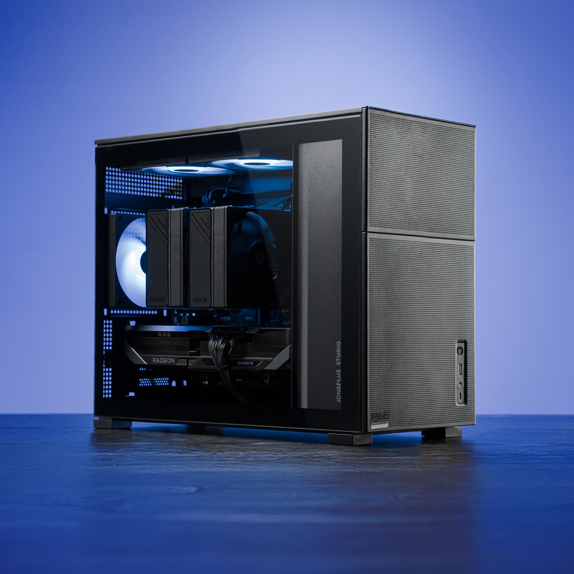 A large main feature product image of EX-DEMO PLE Ghost RX 9070 XT Prebuilt Ready To Go Gaming PC