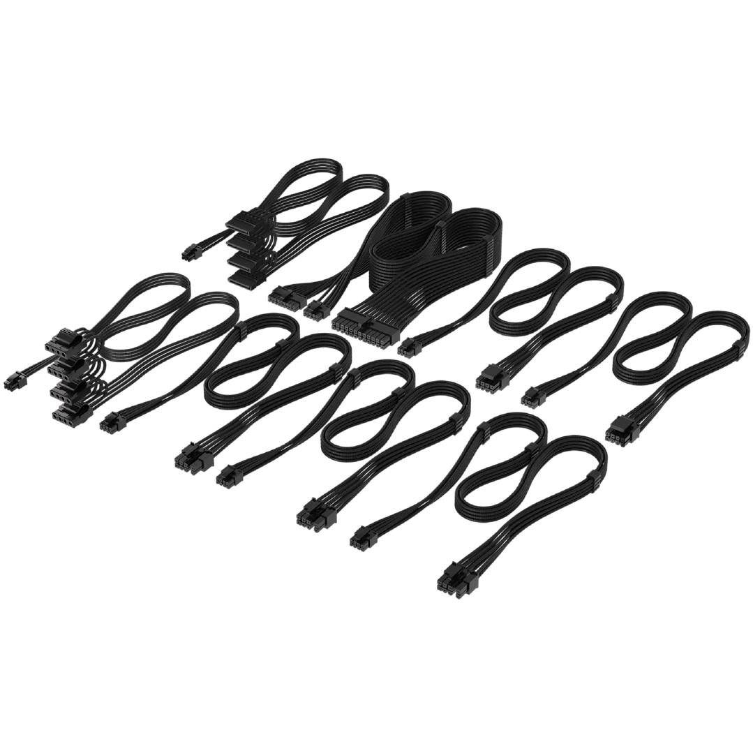 A large main feature product image of Corsair Elite Premium Individually Sleeved Type-4 PSU Cables Pro Kit (Black)