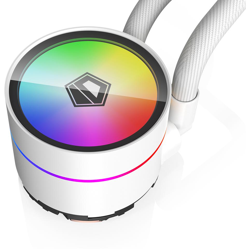 A large main feature product image of EX-DEMO ID-COOLING ZoomFlow XT V2 360mm ARGB AIO Liquid CPU Cooler (White)