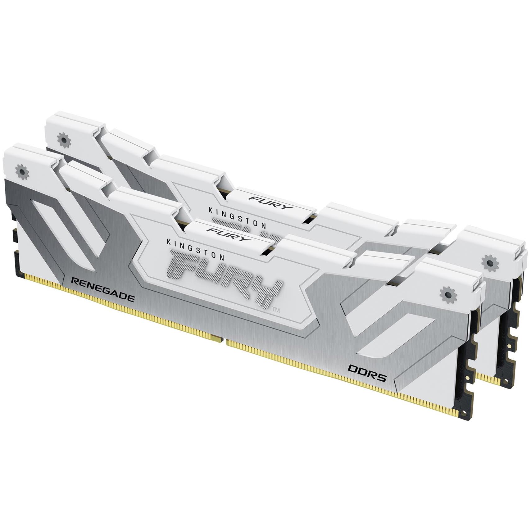 A large main feature product image of EX-DEMO Kingston FURY Renegade 48GB Kit (2x24GB) XMP DDR5-8400 C40 CUDIMM (White)