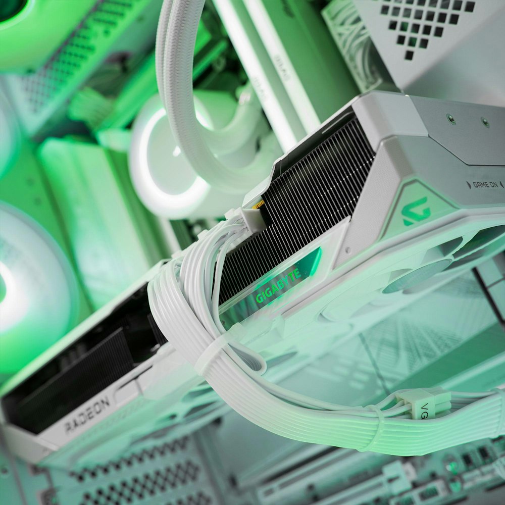 A large main feature product image of PLE Mint RX 9070 XT Prebuilt Ready To Go Gaming PC