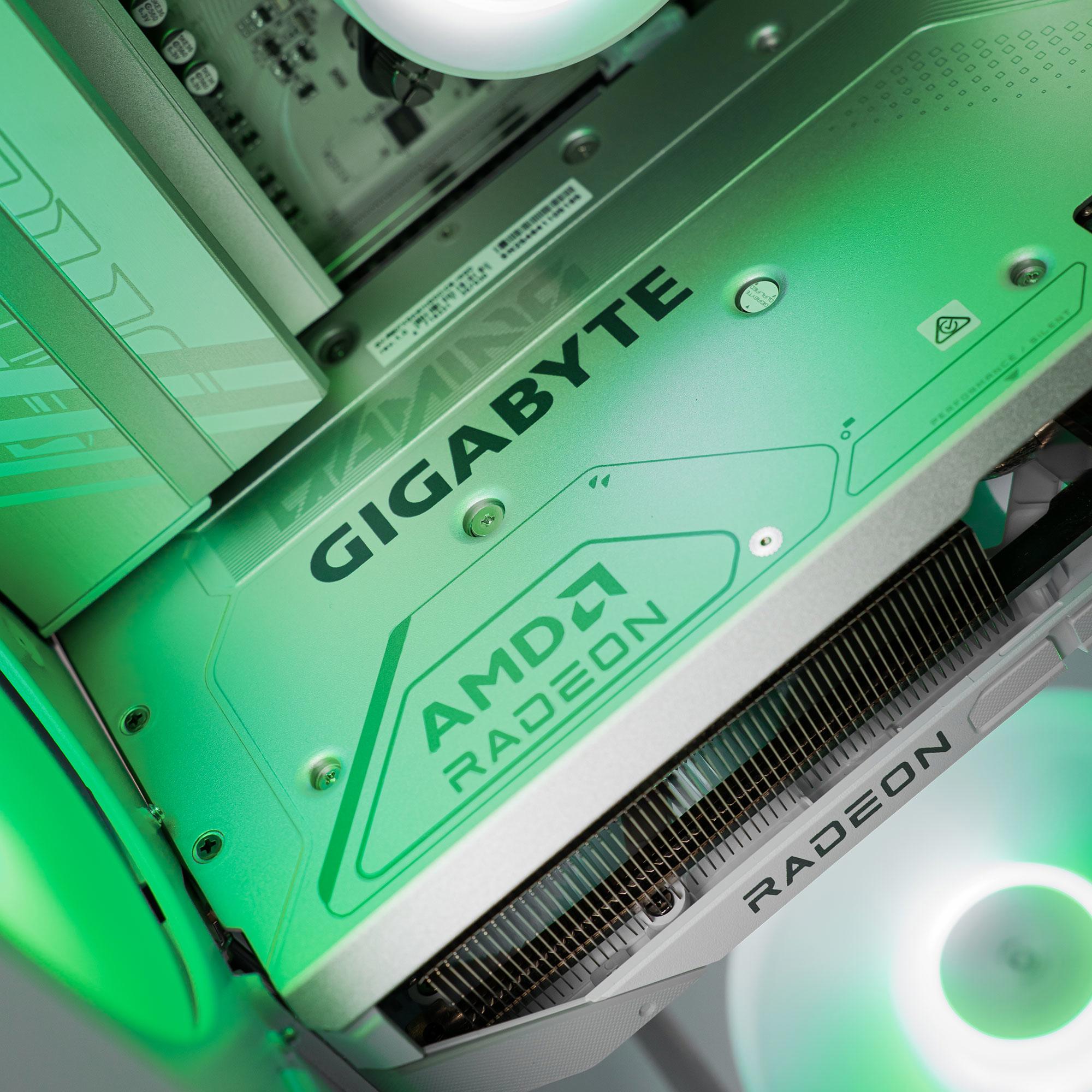 A large main feature product image of PLE Mint RX 9070 XT Prebuilt Ready To Go Gaming PC