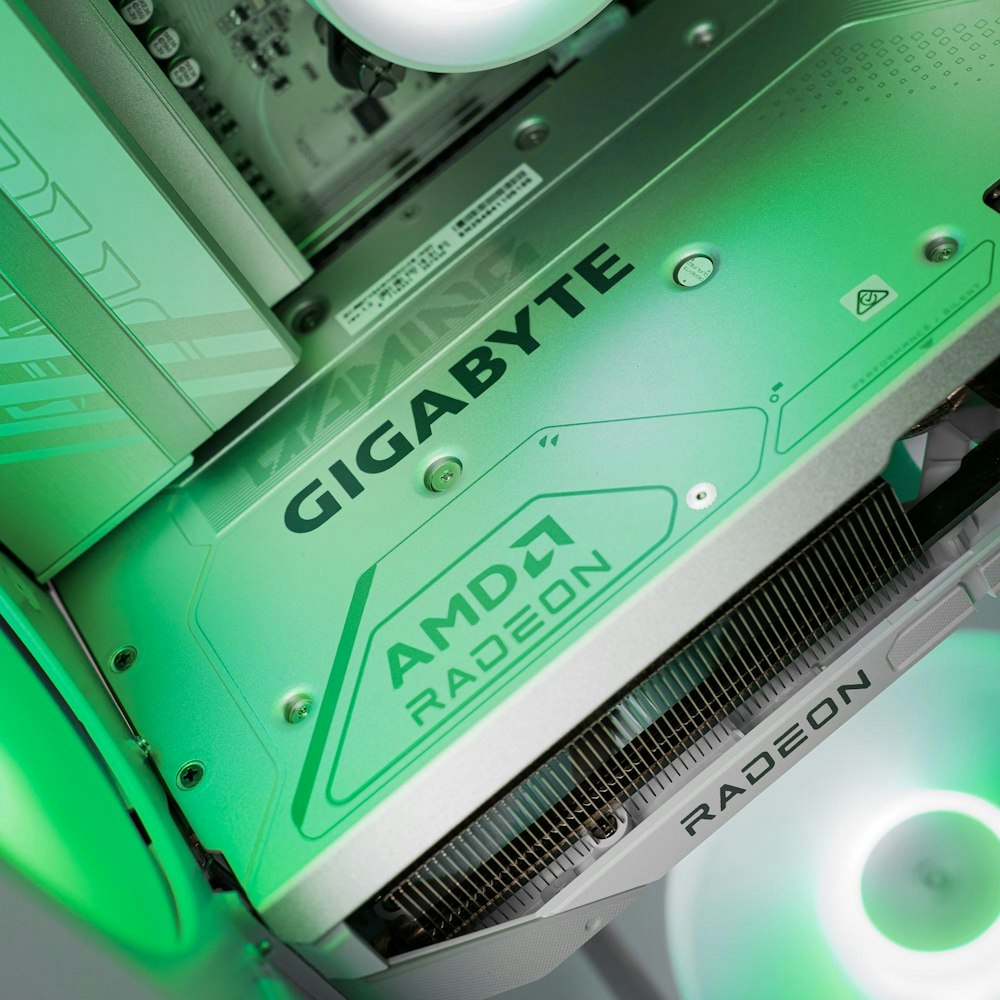 A large main feature product image of PLE Mint RX 9070 XT Prebuilt Ready To Go Gaming PC