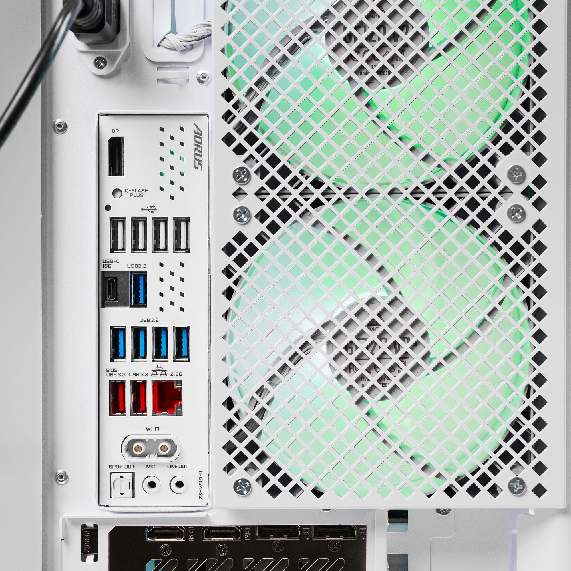 A large main feature product image of PLE Mint RX 9070 XT Prebuilt Ready To Go Gaming PC