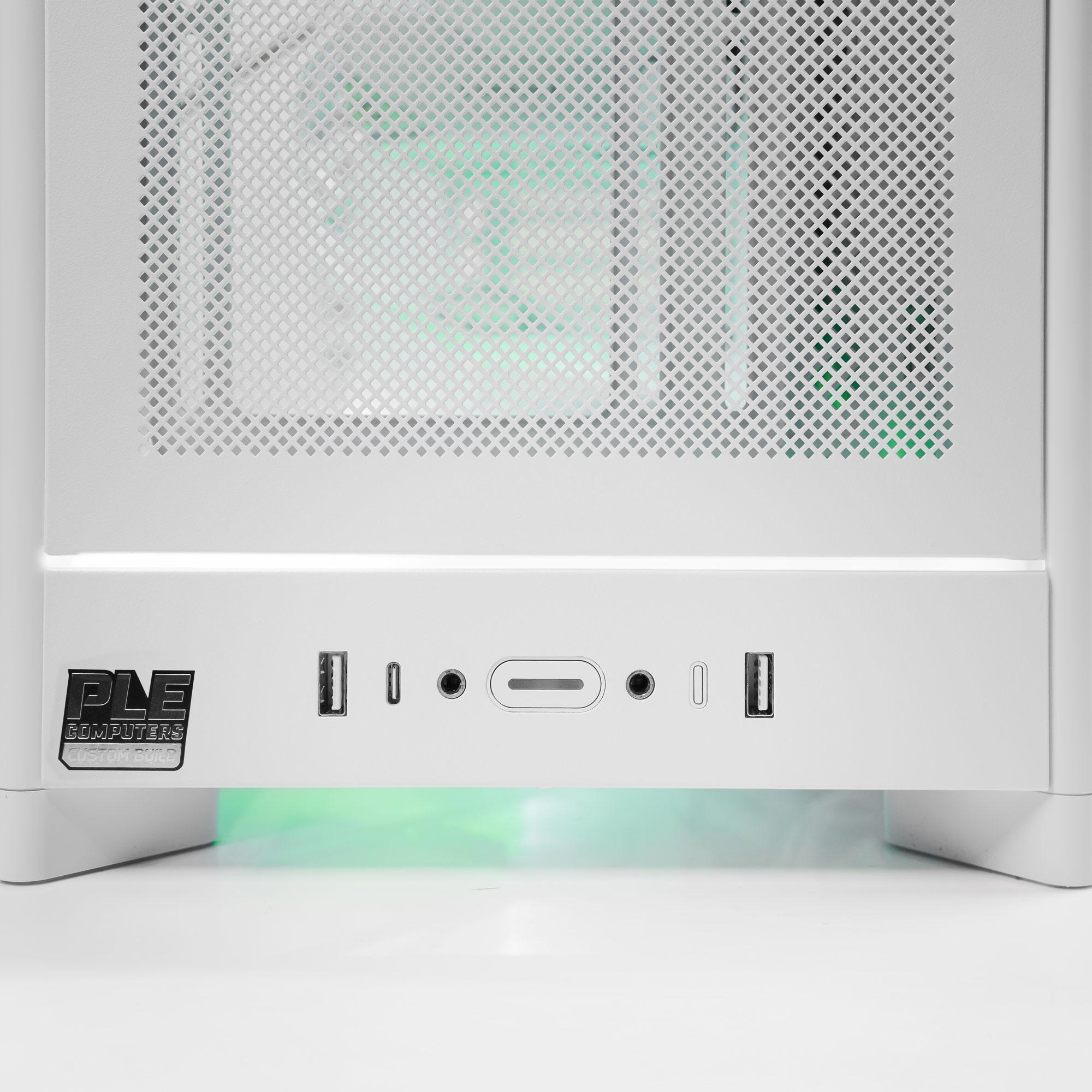 A large main feature product image of PLE Mint RX 9070 XT Prebuilt Ready To Go Gaming PC