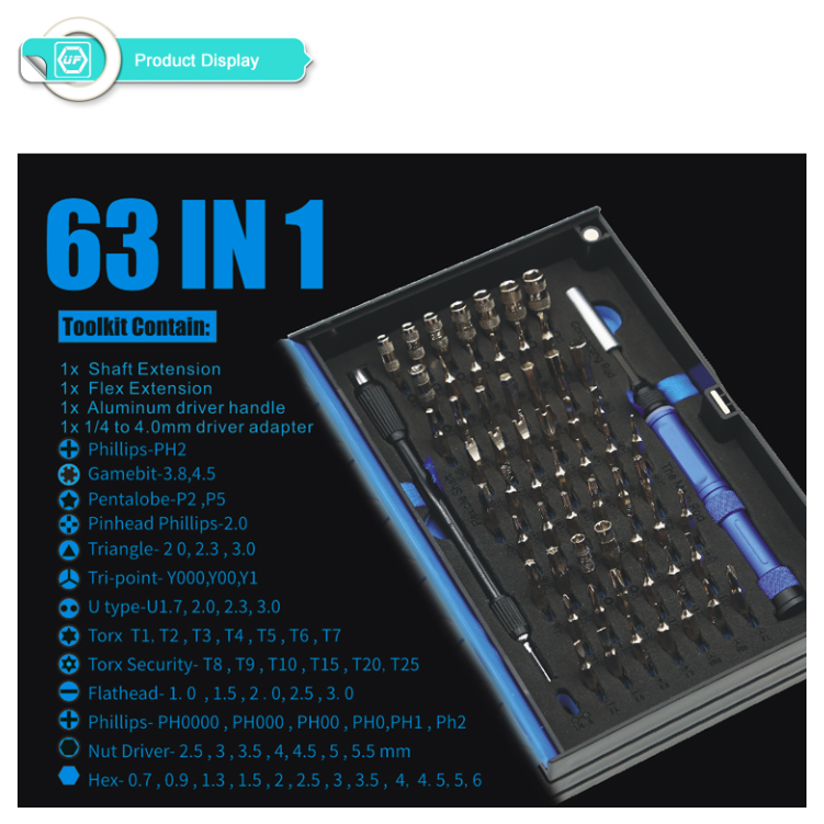 A large main feature product image of EX-DEMO King'sdun 63 in 1 Screwdriver Tool Set for PC & Mobile