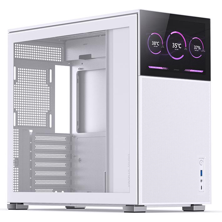 A large main feature product image of EX-DEMO Jonsbo D41 MESH 35.4L Compact ATX Case w/ LCD (White)