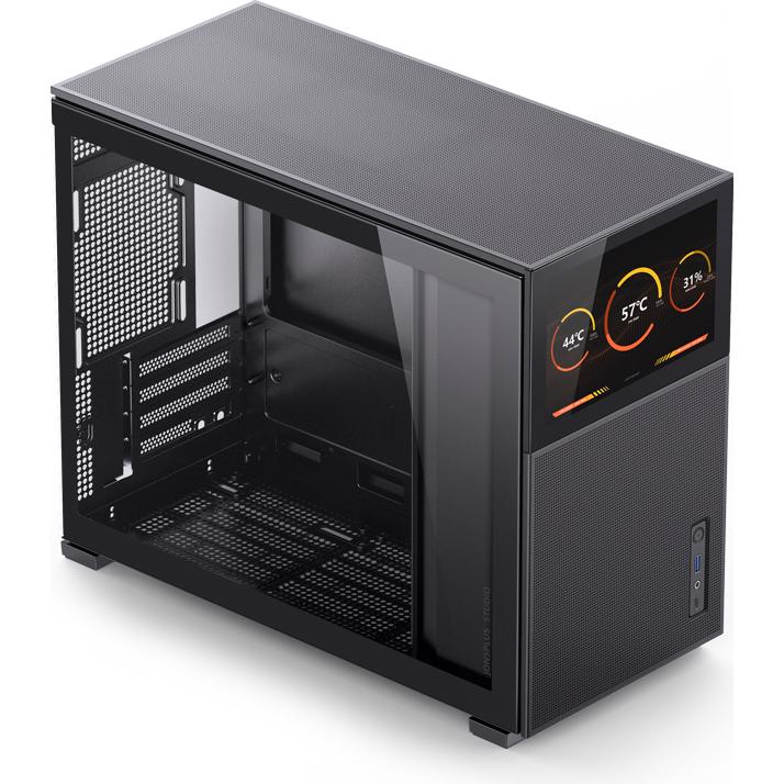 A large main feature product image of EX-DEMO Jonsbo D31 MESH 31.3L Compact mATX Case w/ LCD (Black)