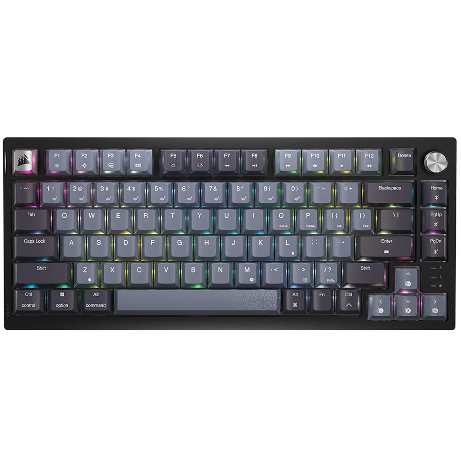 A large main feature product image of EX-DEMO Corsair K65 PLUS WIRELESS 75% RGB Mechanical Gaming Keyboard - Grey (MX Red Switch)