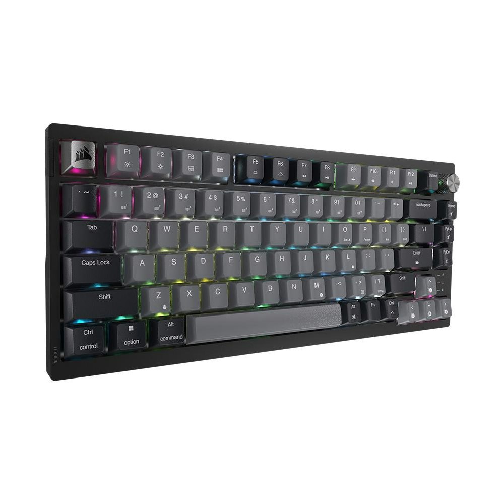 A large main feature product image of EX-DEMO Corsair K65 PLUS WIRELESS 75% RGB Mechanical Gaming Keyboard - Grey (MX Red Switch)