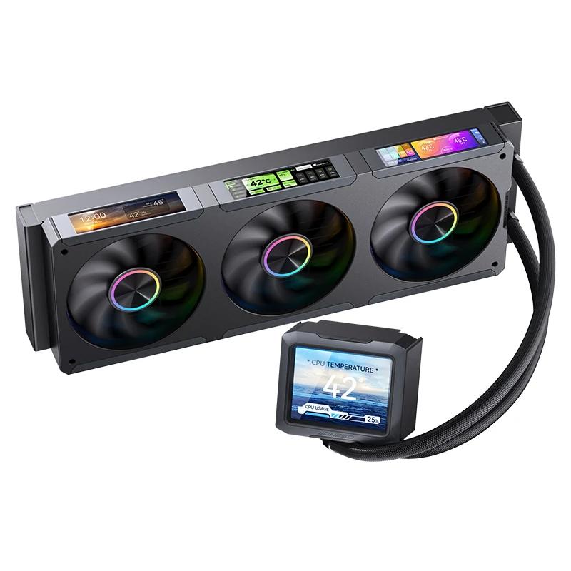 A large main feature product image of Jonsbo TF3 360mm LCD AIO Liquid CPU Cooler (Black)