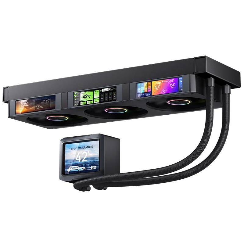 A large main feature product image of Jonsbo TF3 360mm LCD AIO Liquid CPU Cooler (Black)