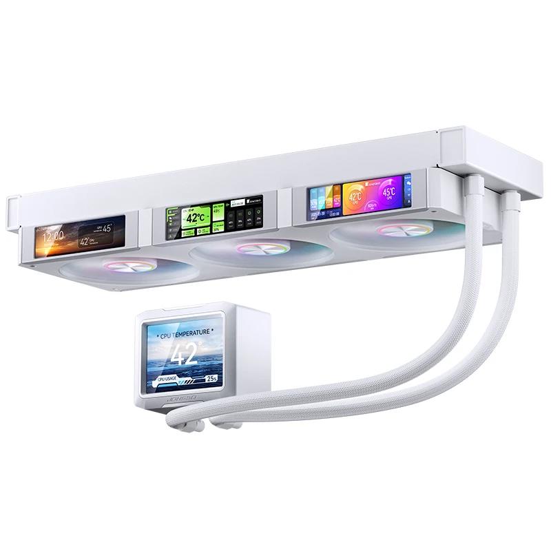 A large main feature product image of Jonsbo TF3 360mm LCD AIO Liquid CPU Cooler (White)