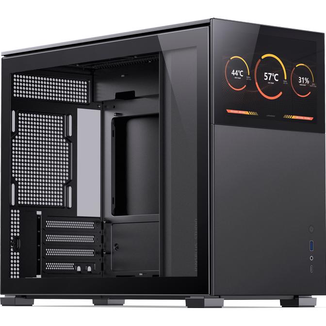 A large main feature product image of EX-DEMO Jonsbo D31 Solid 31.3L Compact mATX Case w/ LCD (Black)