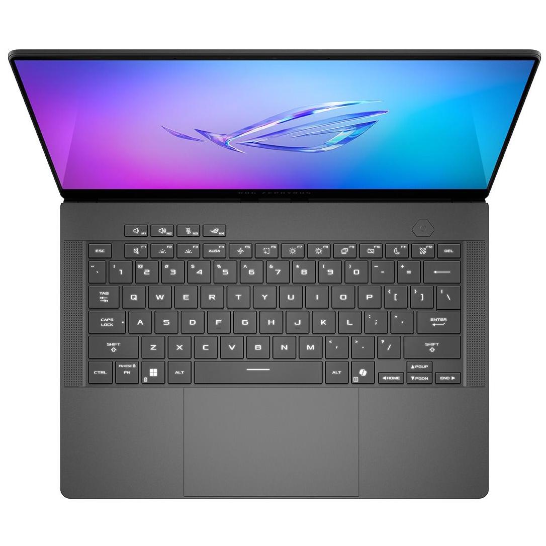 A large main feature product image of EX-DEMO ASUS ROG Zephyrus G14 (GA403) - 14" 3K 120Hz OLED, Ryzen 9 270, RTX 5060, 32GB/1TB - Win 11 Gaming Notebook