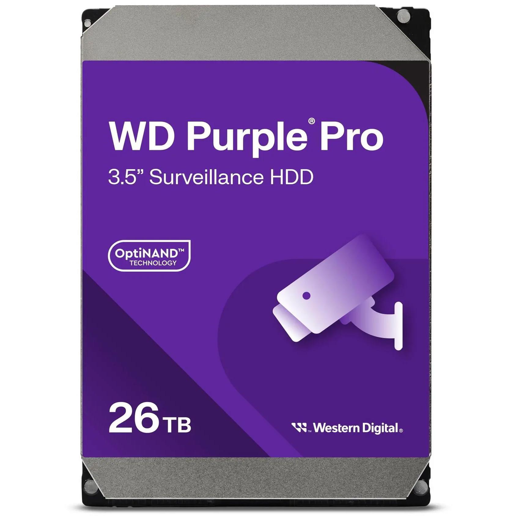 A large main feature product image of WD Purple Pro 3.5" Surveillance HDD - 26TB 512MB