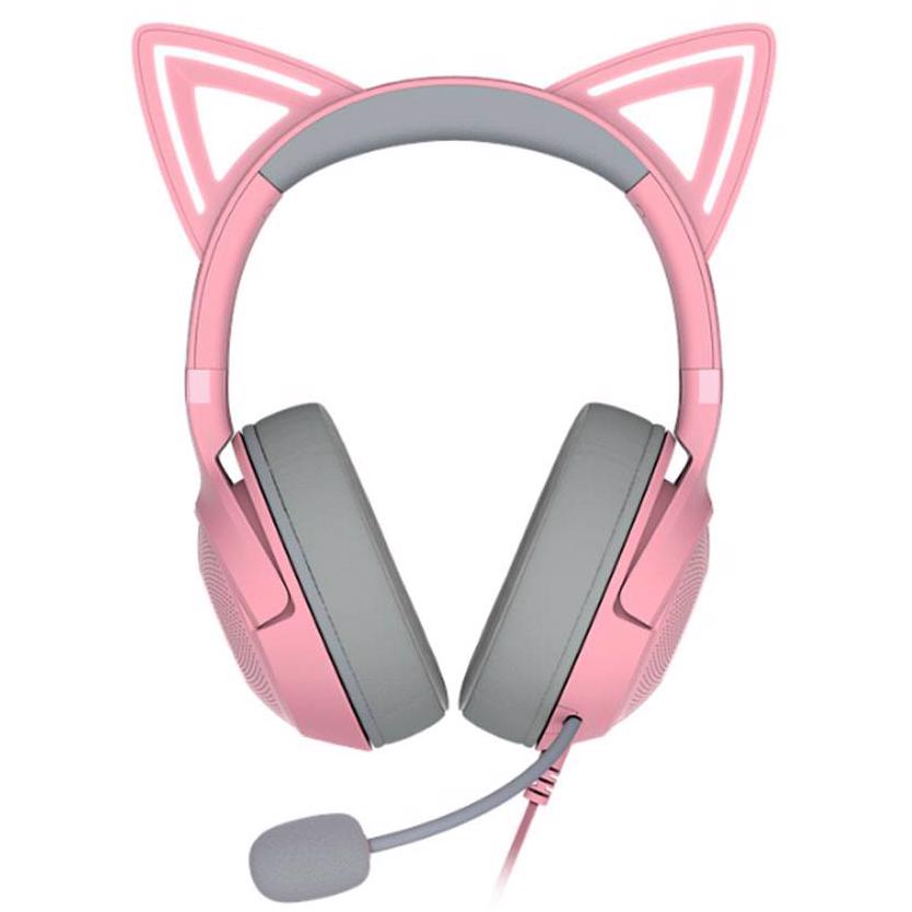 A large main feature product image of EX-DEMO Razer Kraken Kitty V2 - USB Gaming Headset (Quartz Pink)