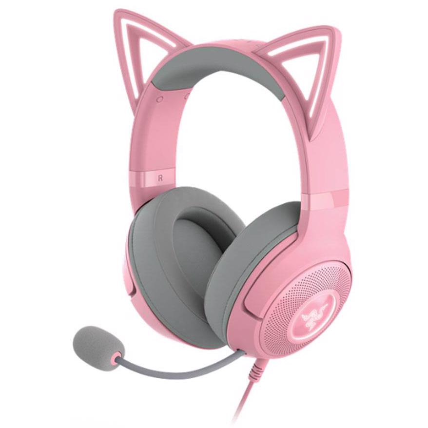 A large main feature product image of EX-DEMO Razer Kraken Kitty V2 - USB Gaming Headset (Quartz Pink)