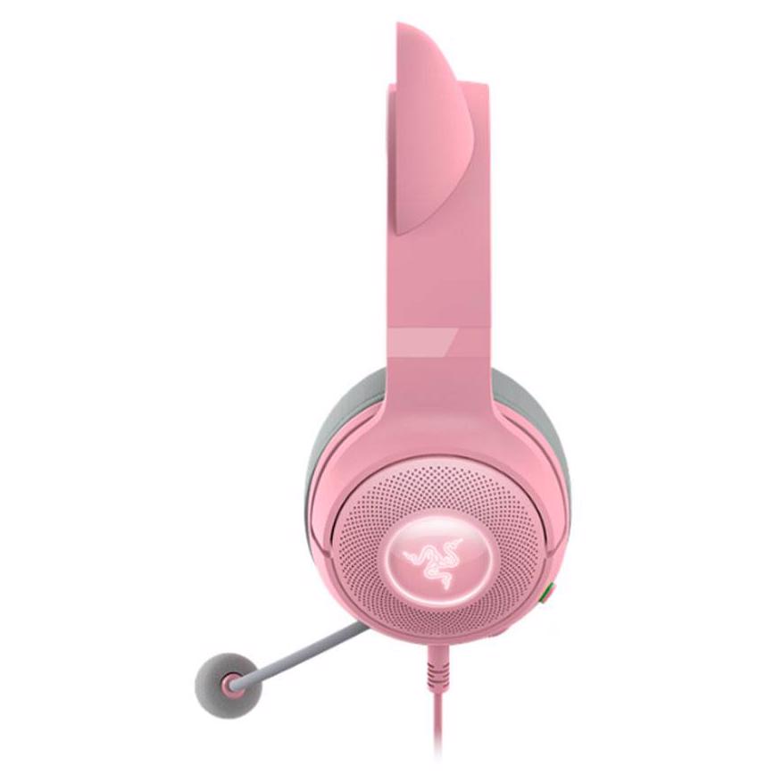 A large main feature product image of EX-DEMO Razer Kraken Kitty V2 - USB Gaming Headset (Quartz Pink)