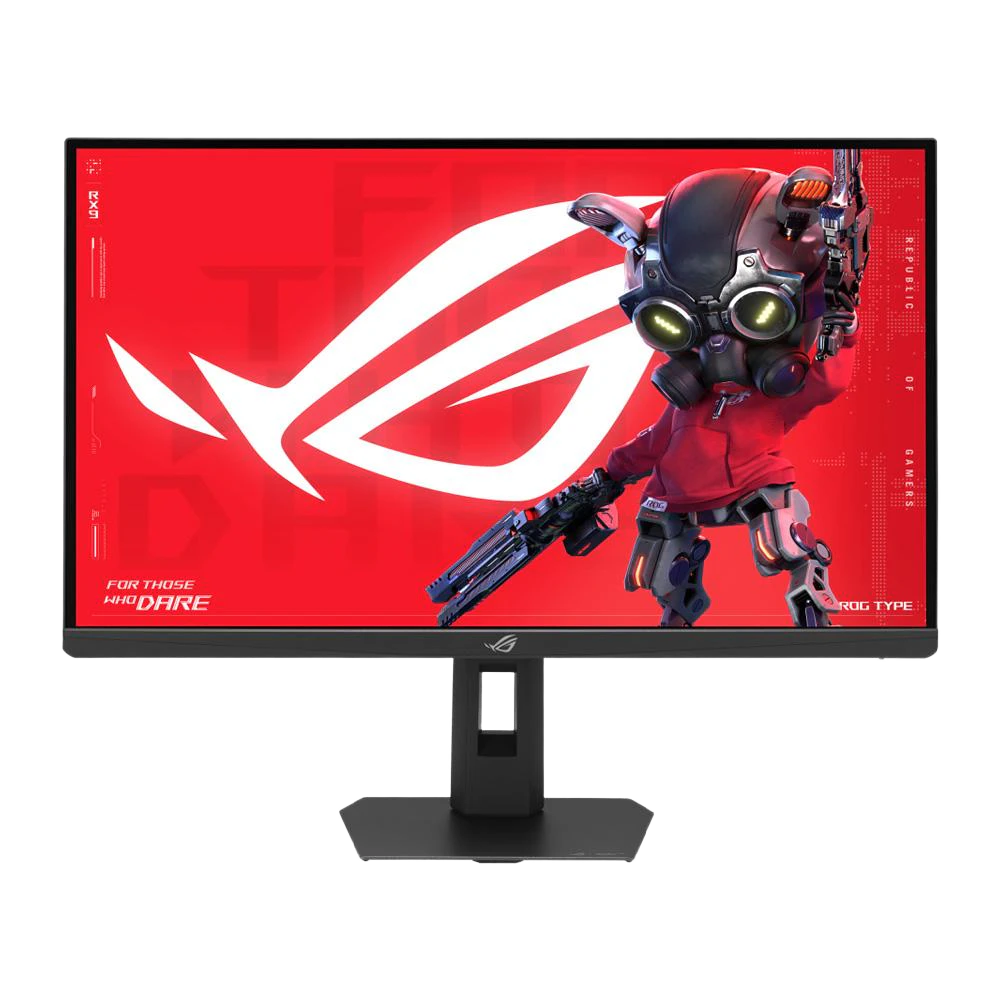 A large main feature product image of ASUS ROG Strix 5K XG27JCG - 27" 2880p 180Hz/1440p 330Hz 0.3ms Dual Mode Fast-IPS Gaming Monitor