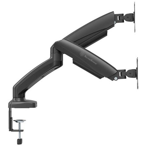 A large main feature product image of SilverStone ARM26 Dual Monitor Arm (Black)