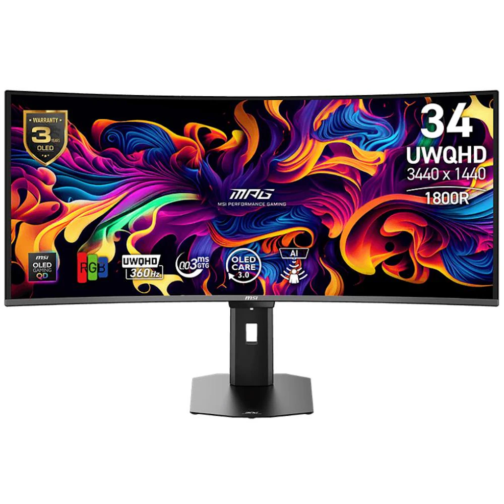 MSI MPG 341CQR QD-OLED X36 - 34" Curved 1440p 360Hz 0.03ms Gaming Monitor