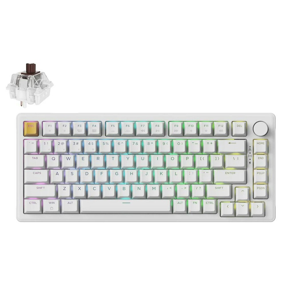 A large main feature product image of Keychron J2 - 75% QMK RGB Wireless Hot-Swappable Mechanical Keyboard - White (Keychron Super Brown Switch)