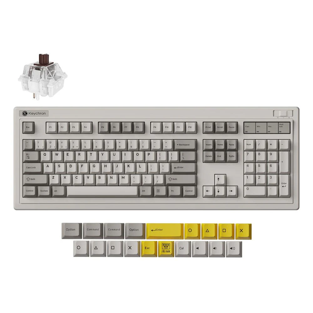 Keychron R6 QMK RGB Wireless Hot-Swappable Mechanical Keyboard - Retro (Keychron Super Brown Switch)