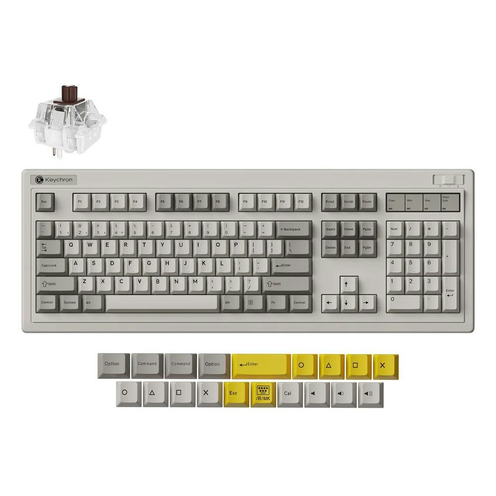 A large main feature product image of Keychron R6 QMK RGB Wireless Hot-Swappable Mechanical Keyboard - Retro (Keychron Super Brown Switch)