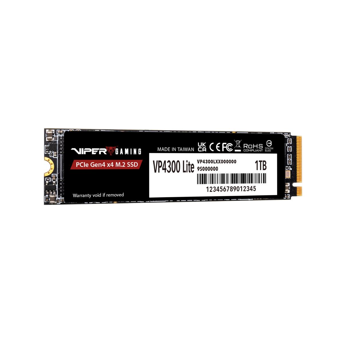 A large main feature product image of Patriot VP4300 Lite PCIe Gen4 NVMe M.2 SSD - 1TB