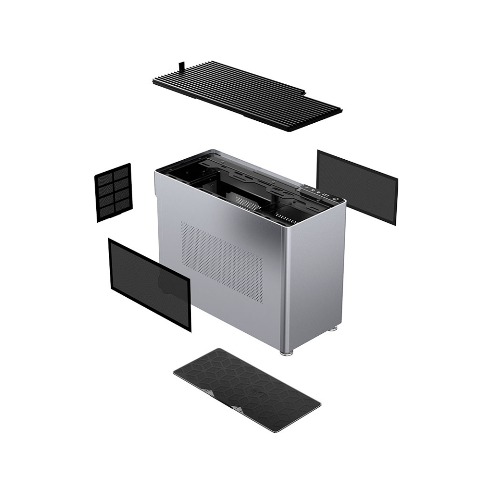 A large main feature product image of EX-DEMO Jonsplus Pure i100 Pro 26L Compact Mini-ITX Case (Silver)