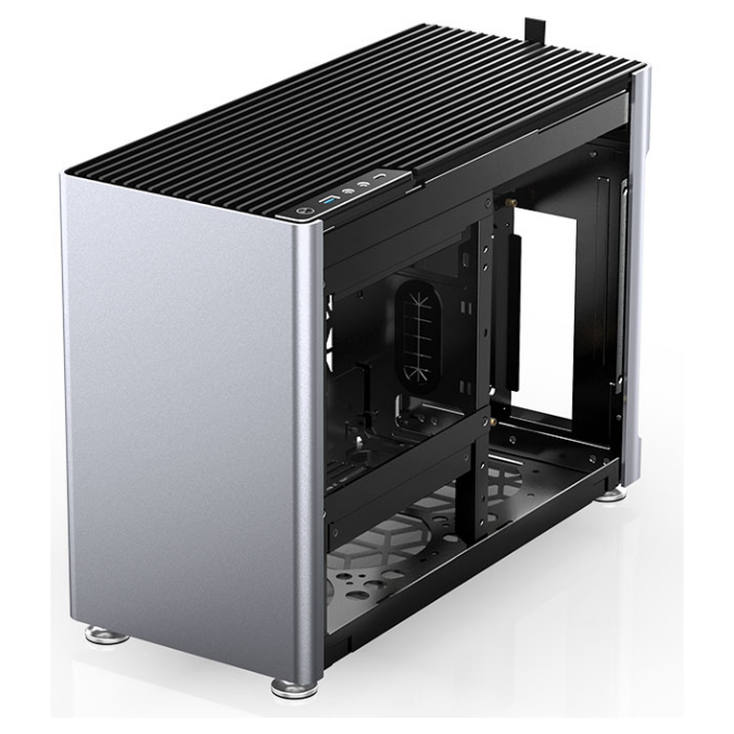 A large main feature product image of EX-DEMO Jonsplus Pure i100 Pro 26L Compact Mini-ITX Case (Silver)