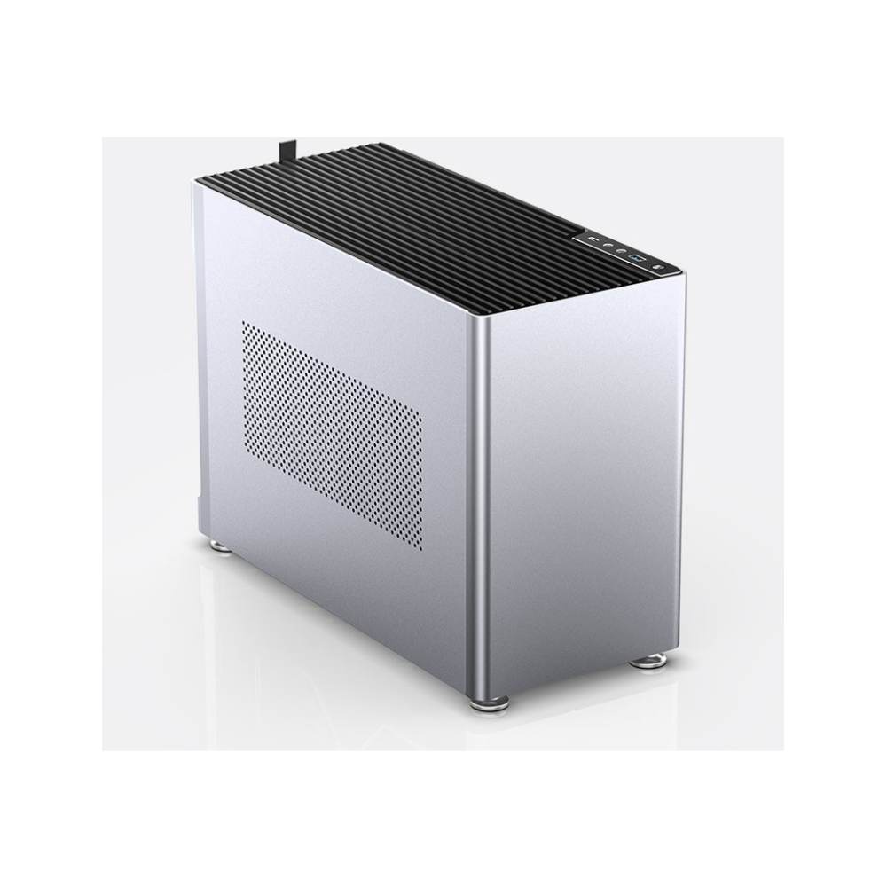 A large main feature product image of EX-DEMO Jonsplus Pure i100 Pro 26L Compact Mini-ITX Case (Silver)