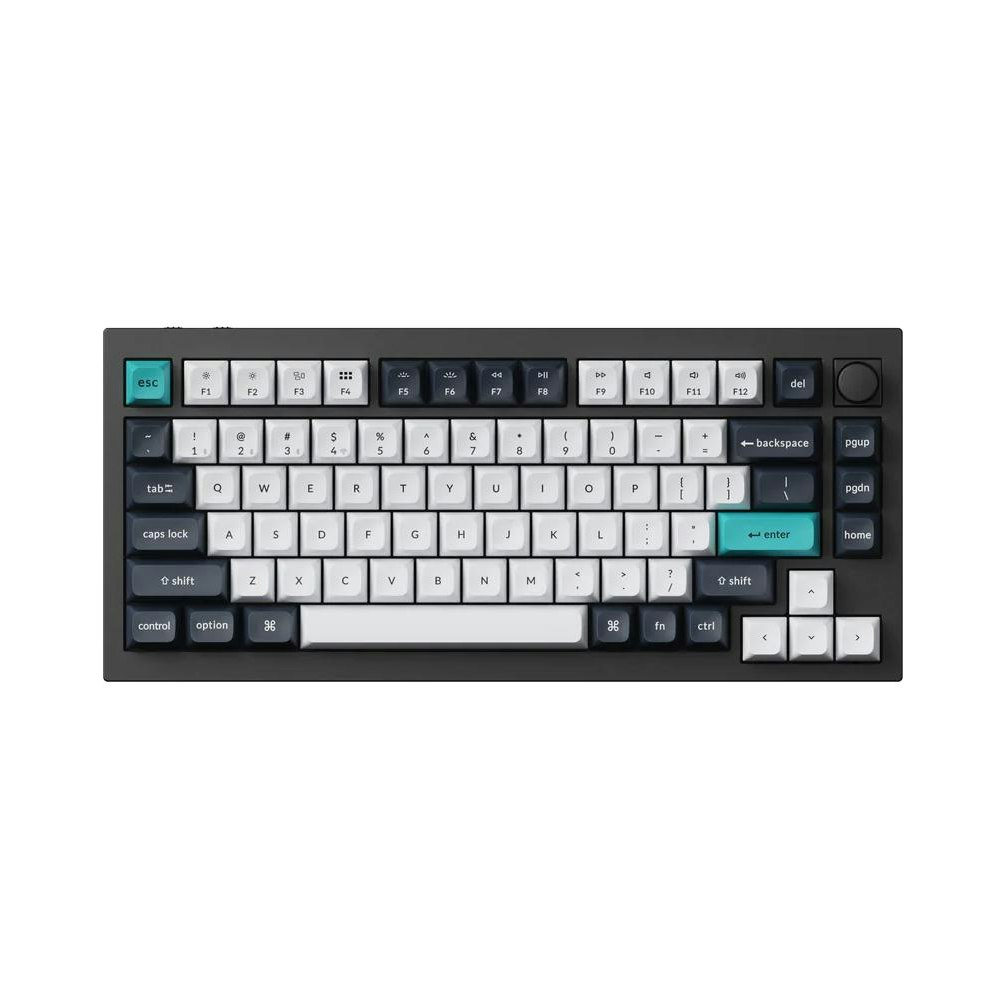A large main feature product image of EX-DEMO Keychron Q1 Max - 75% QMK/VIA RGB Wireless Custom Mechanical Keyboard - Black (Gateron Jupiter Brown Switch)