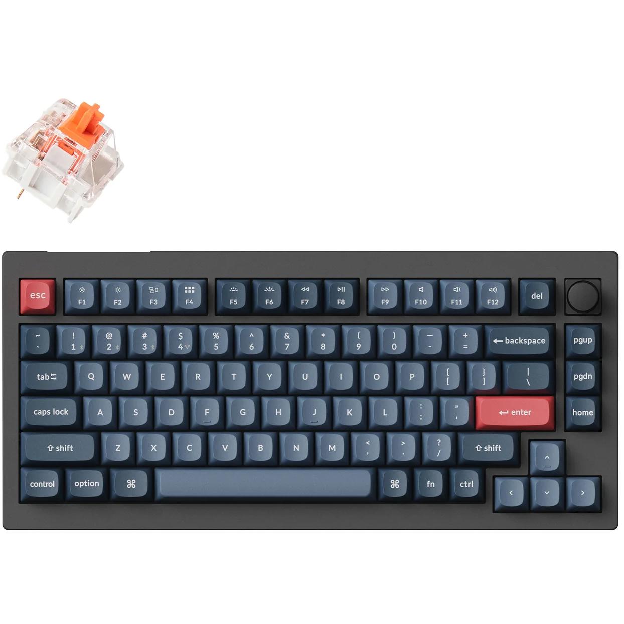 A large main feature product image of EX-DEMO Keychron V1 Max - 75% QMK/VIA Wireless Custom Mechanical Keyboard - Black (Silent K Pro Switch)
