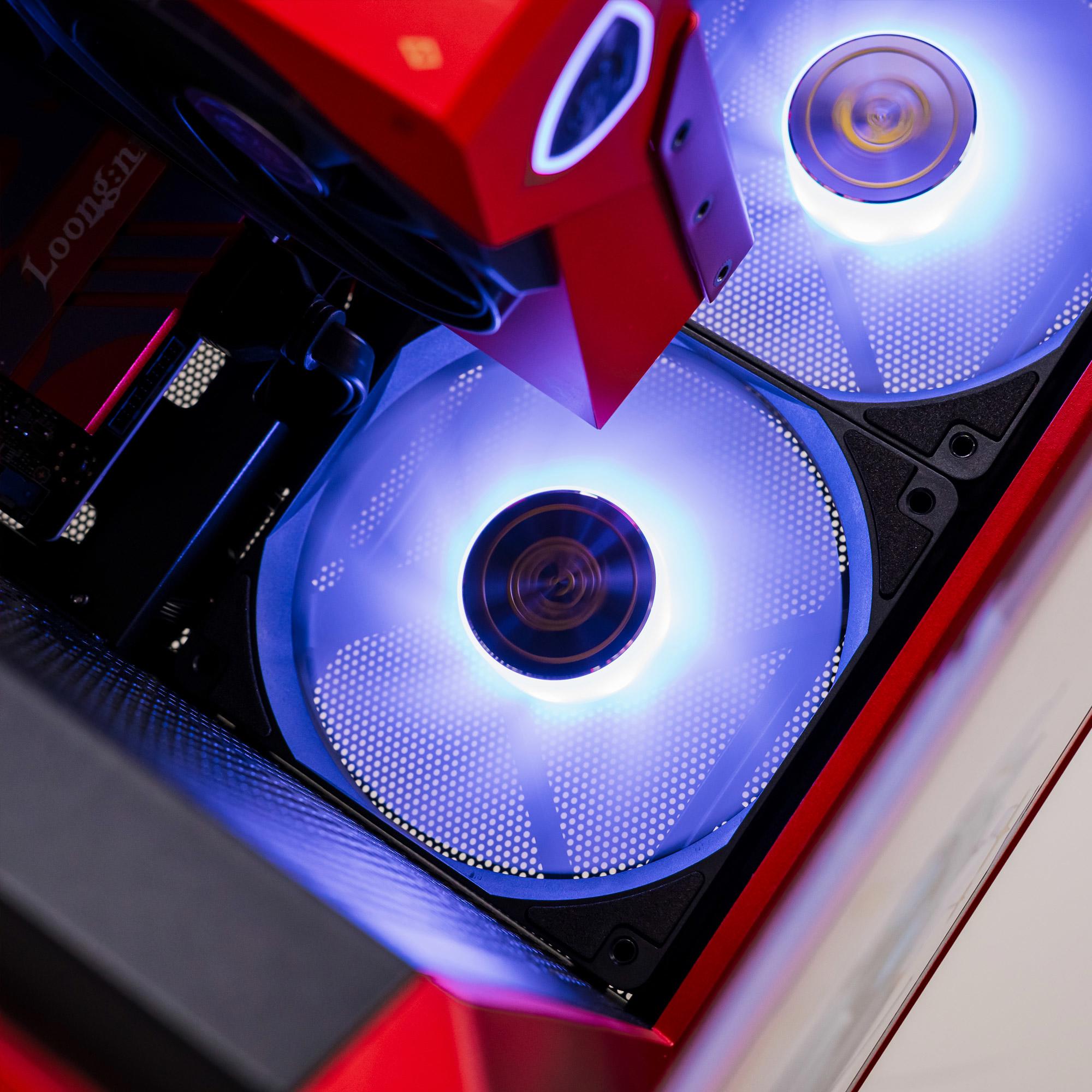 A large main feature product image of PLE MLG RTX 5070 Ti Prebuilt Ready To Go Gaming PC