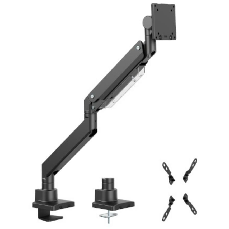 A large main feature product image of EX-DEMO Brateck Super Heavy-Duty Gas Spring Monitor Arm Fits Most 17"-57" Monitors - Matte Black