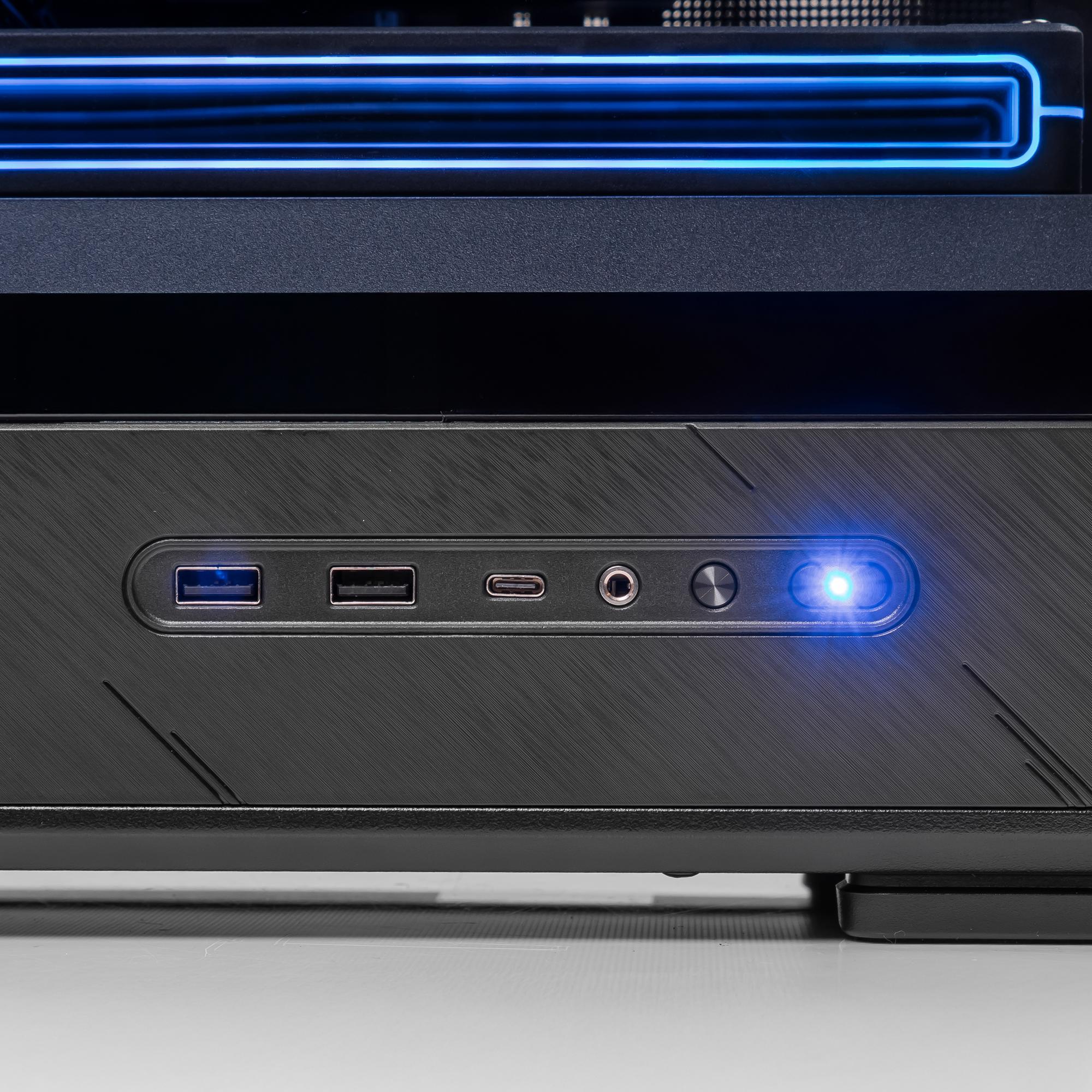 A large main feature product image of PLE Carbon RX 9060 XT Prebuilt Ready To Go Gaming PC