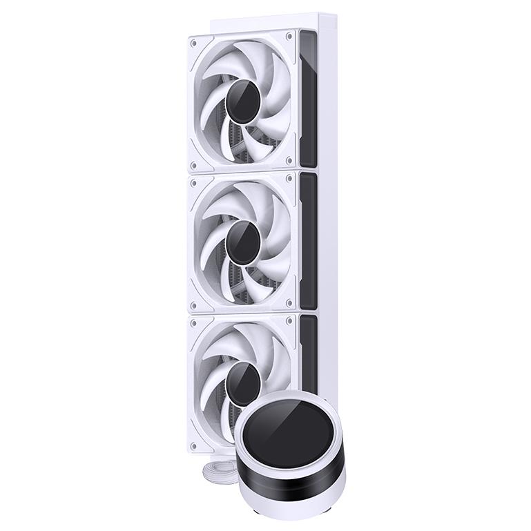 A large main feature product image of EX-DEMO Jonsbo TF2-360SC 360mm AIO CPU Liquid Cooler with 2.1" LCD Display - White