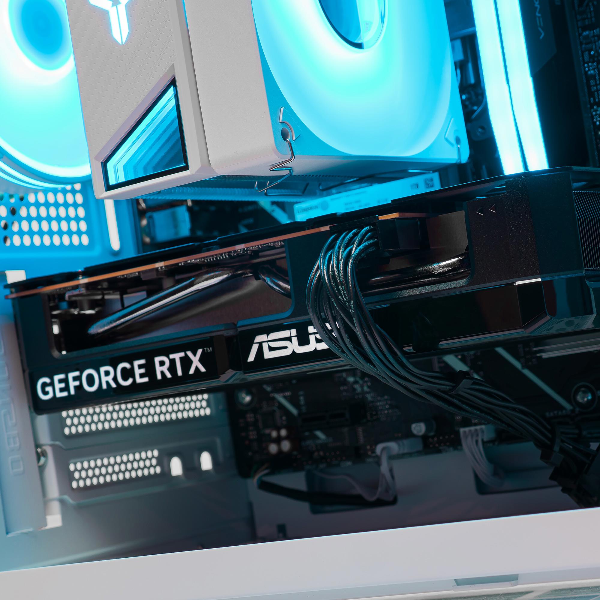 A large main feature product image of PLE Lunar RTX 5060 Prebuilt Ready To Go Gaming PC