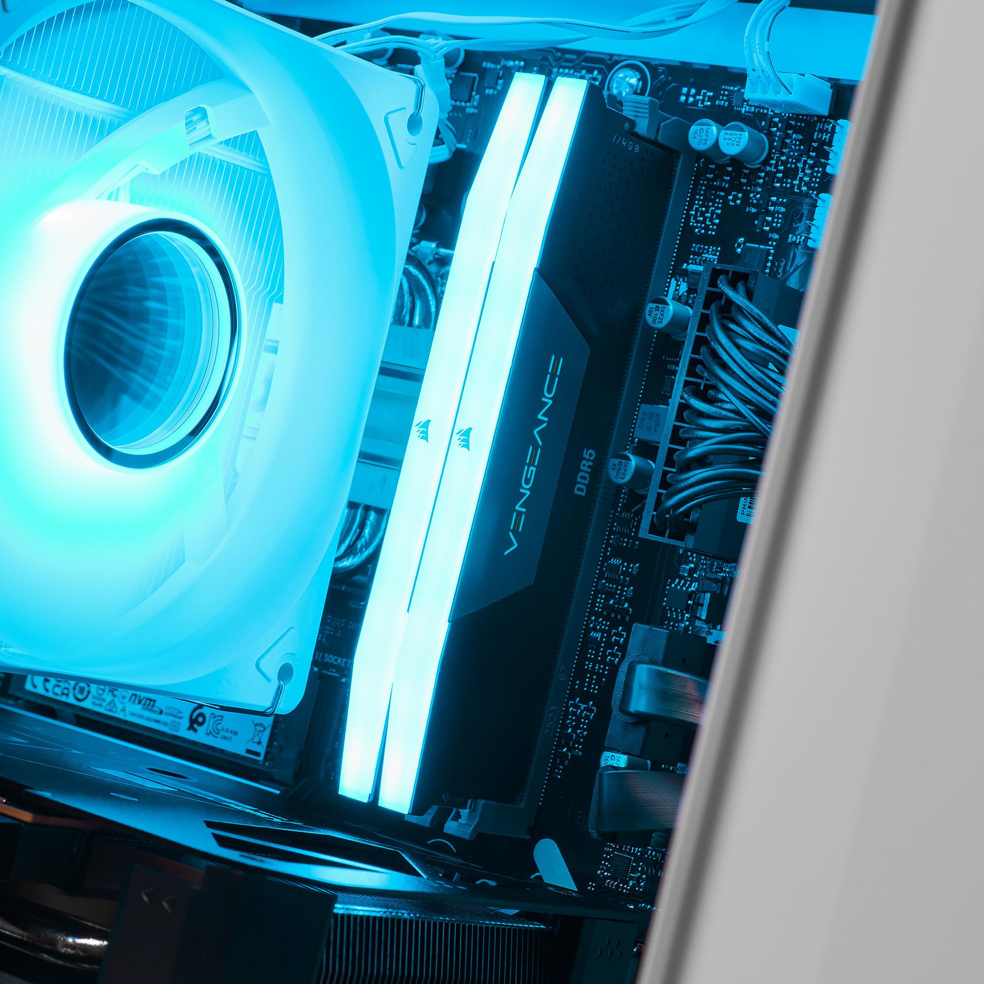 A large main feature product image of PLE Lunar RTX 5060 Prebuilt Ready To Go Gaming PC