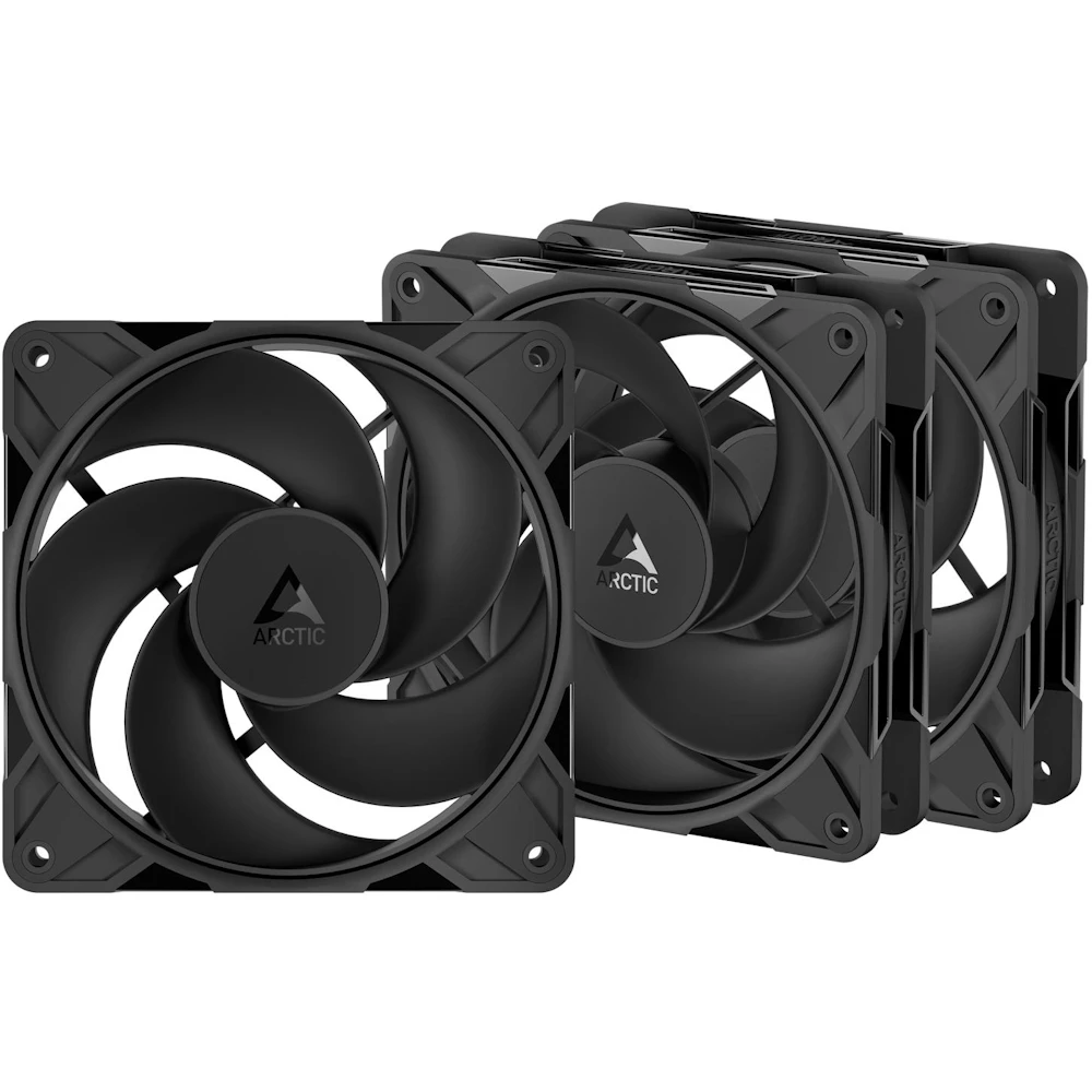 ARCTIC P12 Pro Reverse 120mm Performance PWM Fan 3-Pack (Black)