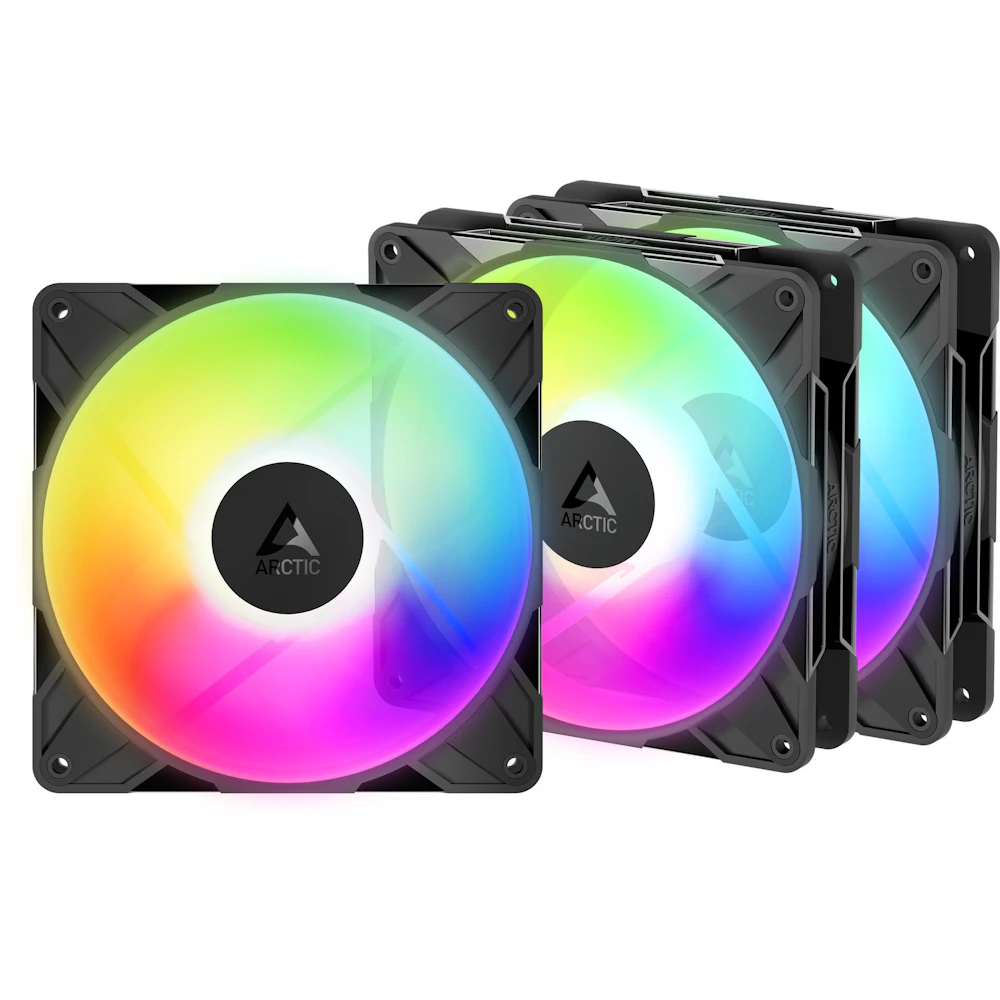 ARCTIC P14 Pro Reverse ARGB 140mm Performance PWM Fan 3-Pack (Black)