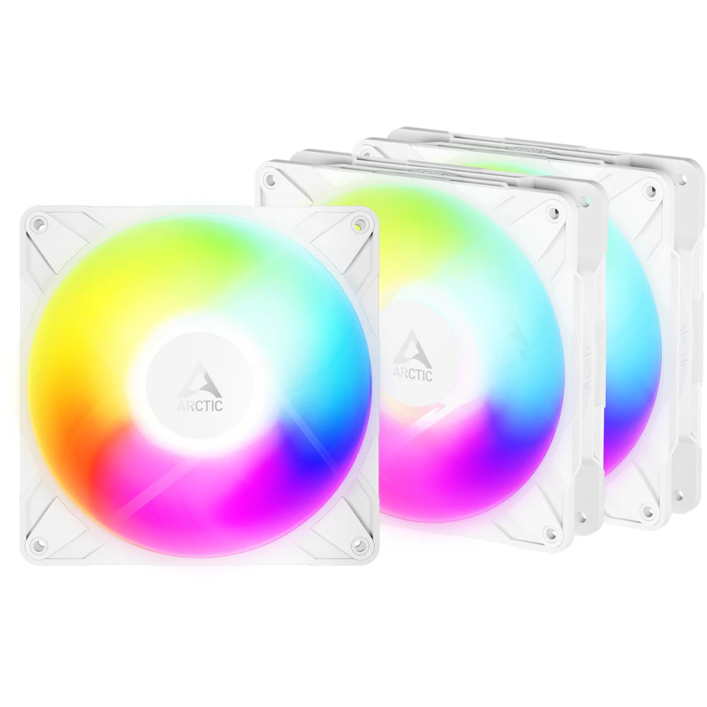 ARCTIC P14 Pro Reverse ARGB 140mm Performance PWM Fan 3-Pack (White)